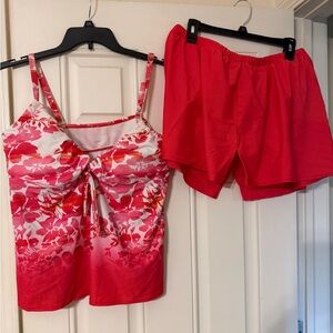 Swimsuits For All Red Floral Swim Pajamas